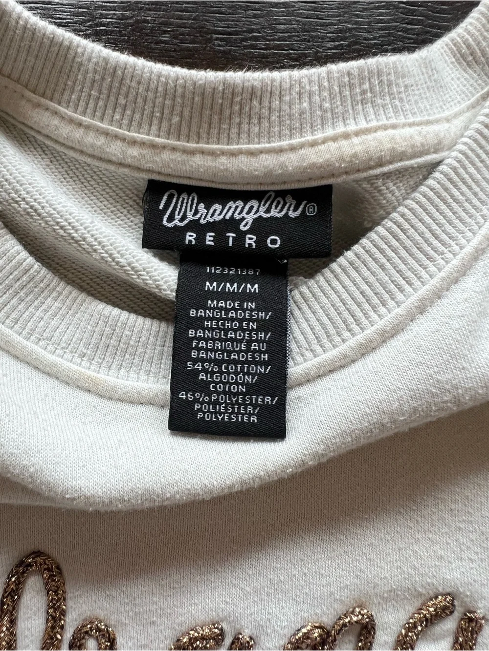 Wrangler Ladies Retro Size Medium Vintage White Vintage Crew Sweater sweatshirt - Picture 7 of 7